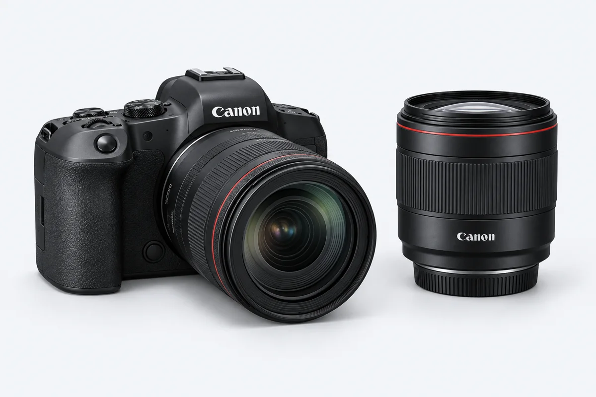 AI ilustracija Canon fotoaparata i objektiva
